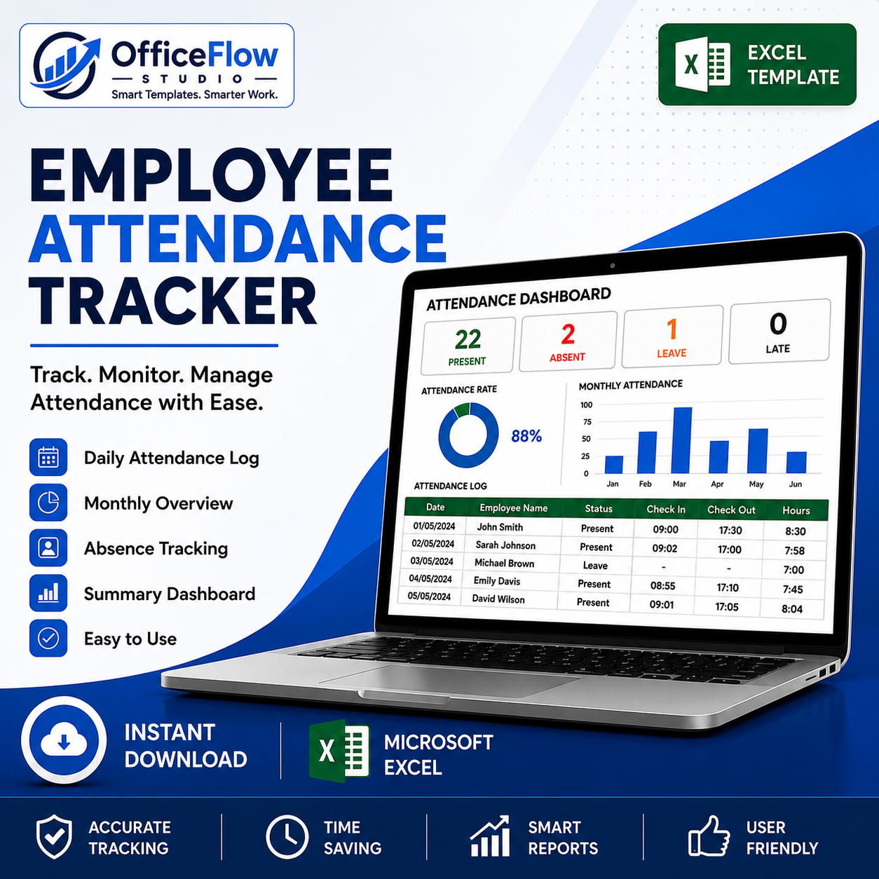 Employee Attendance Tracker Excel Templates